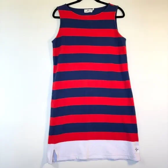 Vineyard Vines Red Blue Stripe Knit Shift Dress Women Small Nautical - Picture 2 of 12